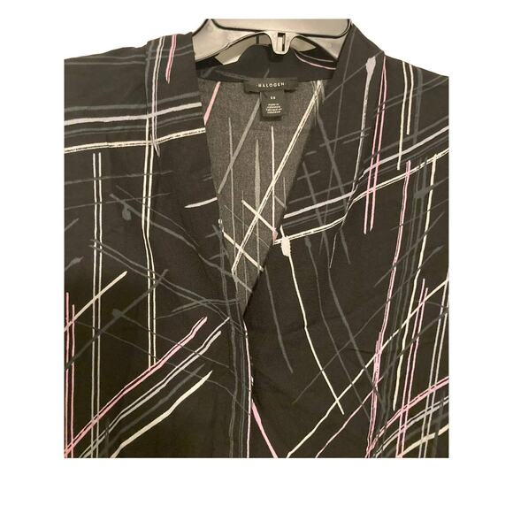 Halogen Hidden Button Long Sleeve V-Neck Top Sz XS/Extra Small Black Multi NWT - Picture 2 of 7